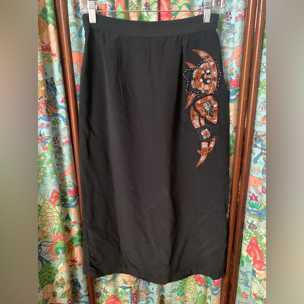 Vintage silk skirt with embellishment
